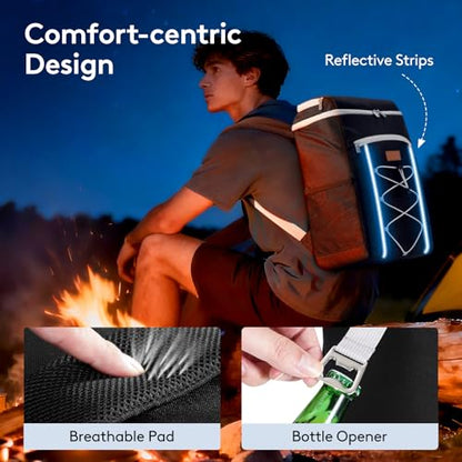 Lifewit Cooler Backpack, 45 Cans Insulated Picnic Backpack with 2 Leak Proof Compartments for Men Women, Cooler Bag for Beach, Travel, Camping, Lunch, Hiking, BBQ, Black - size: 45 Can(28L)