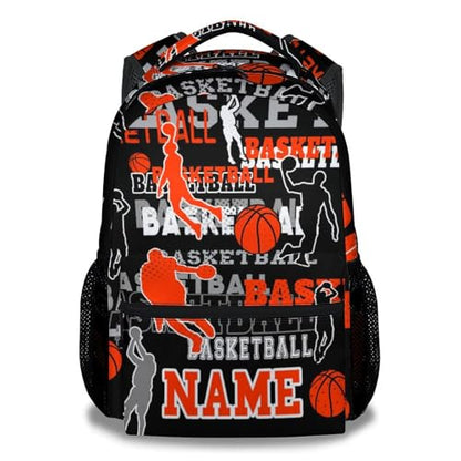 Mercuryelf Personalized Basketball Backpack for Boys, 16 Inch Black Backpacks for School Travel, Cool Lightweight Bookbag for Kids - color: Basketball-1-1