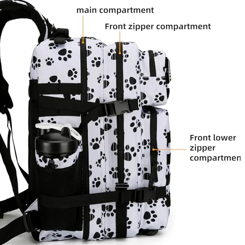 Military 45L Tactical Assault Backpack 3 day assault pack with Molle Waterproof backpack Rucksack for Tactical Backpacks - color: Blackcatpaw