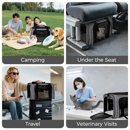 BAGLHER Pet Travel Carrier, Cat Carriers Dog Carrier for Small Medium Cats Dogs Puppies, Airline Approved Small Dog Carrier Soft Sided, Collapsible Puppy Carrier. Grey - color: Grey, size: 17.0"L x 11.0"W x 12.0"H