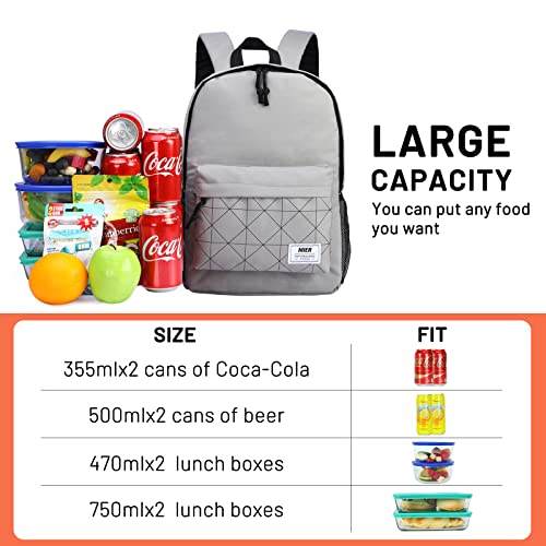 MIER Insulated Backpack Cooler Small Leakproof Lightweight Cute for Women Men to Work, Picnics, Camping, Park Day Trips, 15 L - color: Gray