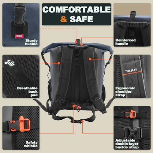 OSAH DRYPAK Waterproof Backpack Dry Bag 25L/35L/55L/85L – Heavy Duty Roll-Top Hiking Backpack Sack Keeps Gear Dry for Travel, Kayaking, Boating, Camping, Rafting and Fishing - color: Blue, size: 25L