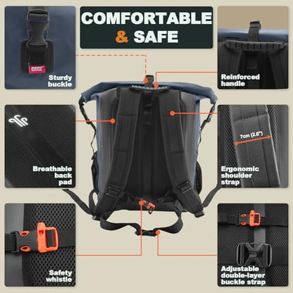 OSAH DRYPAK Waterproof Backpack Dry Bag 35L/55L/85L – Heavy Duty Roll-Top Hiking Backpack Sack Keeps Gear Dry for Travel, Kayaking, Boating, Camping, Rafting and Fishing - color: Blue, size: 35L