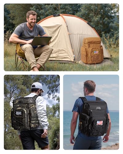 TOURIT 30L (42 Cans) Tactical Cooler Backpack – Military-Grade Insulated Cooler Bag with 16H Ice Retention, Leakproof Multi-Pocket Picnic Backpack for Camping & Hiking, Featuring DIY Hook & Loop Panel - color: Forest Ops Camo