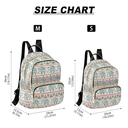 Women Fashion Backpack Purse Ethnic Elephant Rucksack, S - color: Ethnic Elephant, size: Small