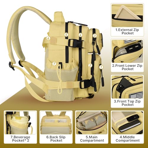 Boomistry 15L Mini Tactical Backpack Small Tactical Backpack for Women, Military Molle Backpack for Gym, Daily (Khaki) - color: Khaki-15l