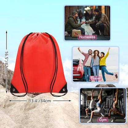 Grneric Drawstring Backpack Bulk 70Pcs String Backpack Drawstring Bags Cinch Bag Sackpack for Men Women Gym(Red) - color: Red