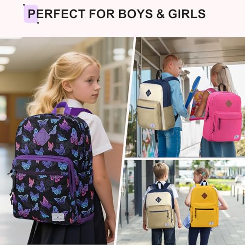 VX VONXURY Backpack for Men Women, Lightweight Kids School Bag, Classic Basic Laptop Bookbag for College Work Travel Hiking - color: Butterfly