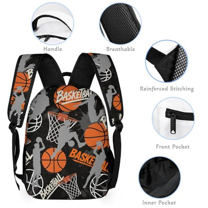 Basketball Theme Backpack Set for Kids,School Bookbag with Lunch Box and Pencil Pouch Bag(Basketball) - color: Basketball
