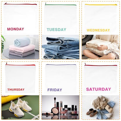 7pcs Packing Cubes for Kids Days of Week Travel Accessories Zippered Storage Bag Set for Travel Daily Outfit Suitcase Organizers (7)