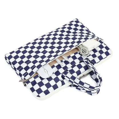 canvaslife Waterproof Pattern Resistant Laptop Shoulder Messenger Bag for Pro 16 inch and 15.6 inch-16 inch Laptop (Deep blue Checker) - color: Deep Blue Checker