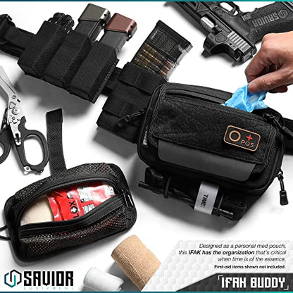 Savior Equipment IFAK Buddy Tactical First-Aid Kit Rip Away MOLLE Pouch Emergency EMT Utility Organization Medical Supply Carrier Outdoor Survival Travel Bag, Attach to Backpack/Belt Loop - color: Obsidian Black