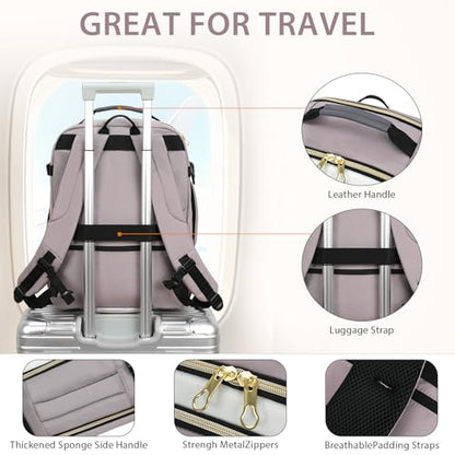 KROSER Laptop Backpack Large Computer Backpack Fits up to 17 Inch Laptop Water-Repellent 40L Travel Backpack Casual Daypack for Business/College/Women/Men-Beige/Dusty Pink/Grey - color: Beige/Dusty Pink/Grey