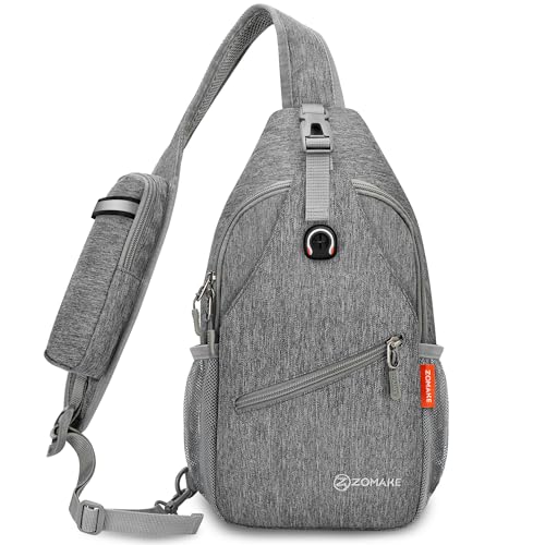 ZOMAKE Sling Bag,Small Crossbody Sling Backpack,Water Resistant Shoulder Daypack for Travel,Anti Thief Chest Bag for Hiking(Gray-Black) - color: Gray-black
