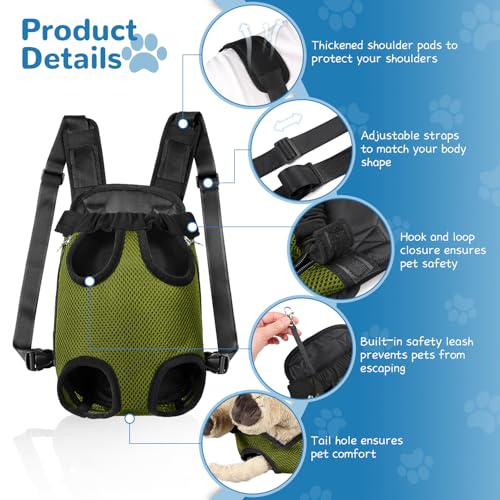 YUDODO Pet Dog Carrier Backpack Adjustable Dog Front Carrier, Legs Out Easy-Fit Dog Travel Backpack Carrier for Hiking Camping for Small Medium Dogs Cats and Rabbits (Small (Pack of 1), Army Green) - color: Army Green