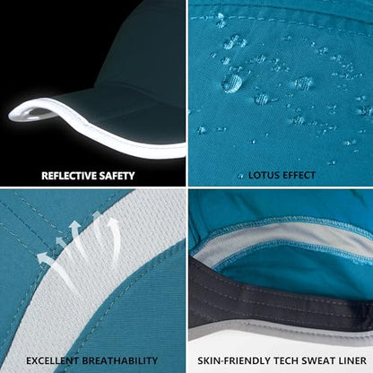 GADIEMKENSD Reflective Folding Outdoor Hat Unstructured Design UPF 50+ Sun Protection Sport Hats for Womens and Mens - color: Peacock Blue