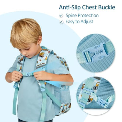 abshoo Lightweight Kids Backpack For Boys Bookbag (Excavator Checkered) | Multi-pocket,Front chest buckle,Reflective strip, Breathable widened strap, Elementary Kindergarten School Bags - color: Excavator Checkered