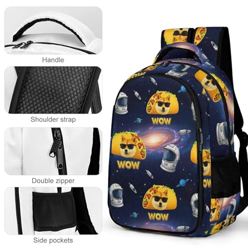 Travel Backpack Purse for Women, Galaxy Space Shiba Inu Dog Cute Laptop Backpack with Tumbler Holder for Nurse Teacher College Work Casual Daypack - color: Pattern (272)