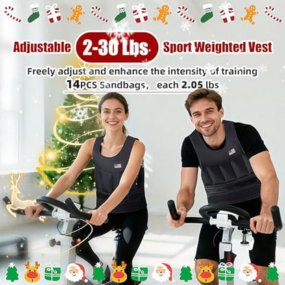Wolliwa Adjustable Weighted Vest for Men Women,2-30 Lbs Adjustable Weighted Vest with Straps Womens Running Weight Vest for Walking Strength Training Fitness - size: Adjustable 2-30 Lbs