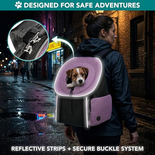 PetAmi Dog Carrier Backpack, Hands Free Front Pet Carrier, 10 lbs, Purple - color: Purple, size: 15.5"L x 9.0"W x 15.5"H
