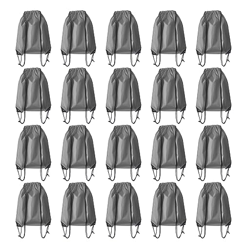 Drawstring Backpack Bulk 20 Pcs Draw String Backpack Bags DIY Gym Sports Traveling Yoga Cinch Bag Sackpack Drawstring (grey) - color: Gray