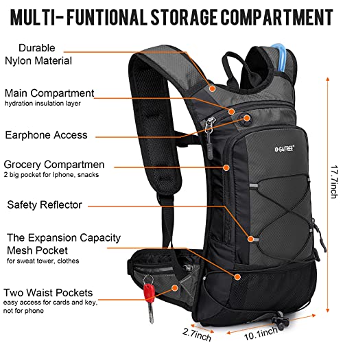 G4Free Insulated Hydration Backpack Pack with 2L BPA Free Bladder for Outdoor Running Hiking Cycling Camping - color: Grey