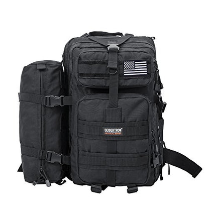 Seibertron Falcon Water Repellent Hiking Camping Backpack Compact Pack Summit Bag Black 37L(1+1) - color: Black 37l+1detachable Pack