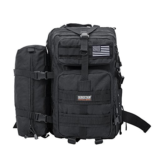 Seibertron Falcon Water Repellent Hiking Camping Backpack Compact Pack Summit Bag Black 37L(1+1) - color: Black 37l+1detachable Pack
