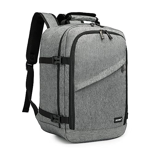Kono Carry on Backpack, 16" Airplane Approved Under Seat Travel Backpack for Men and Women, Waterproof Lightweight Daypack for Flight 20L (Grey, Small) - color: Grey, size: 16-inch 20L