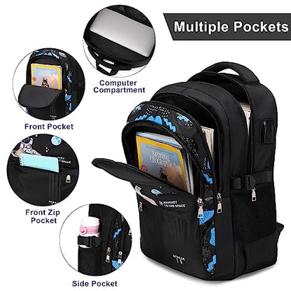 ACESAK Backpack for Boys - Boy Backpack Schoolbag for Boys Kids Children Teens Girls Elementary Middle School Bags, Waterproof Lightweight Kids Bookbag Backpacks Casual Daypack with Lunch Bag Set - color: Black