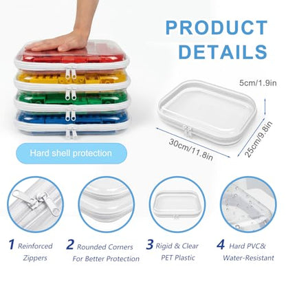 4 Pack Clear Hard Shell Zipper Case, Clear Zipper Pouches for Organizing, Travel Clothes Packing Cubes, A4 Document & Large Toy Storage Organizer Bins (4L) - size: 4L