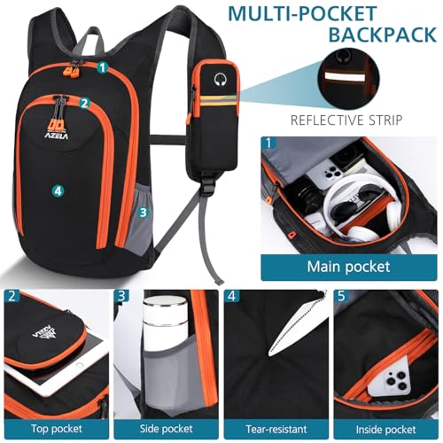 Esup 15L Small Hiking Backpack Foldable Lightweight Travel Day Pack Packable Camping Backpack for Women Men (Black) - color: Black