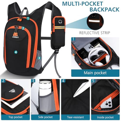 Esup 15L Small Hiking Backpack Foldable Lightweight Travel Day Pack Packable Camping Backpack for Women Men (Black) - color: Black