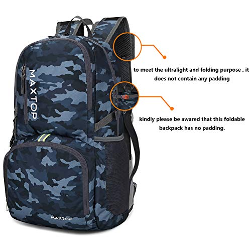 MAXTOP 40/50L Lightweight Packable Backpack for Hiking Traveling Camping Water Resistant Foldable Outdoor Travel Daypack