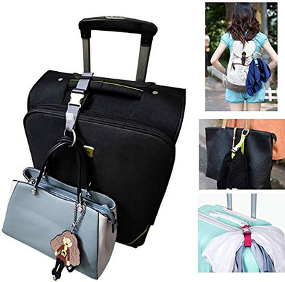 2PCS Add a Bag Luggage Strap Jacket Gripper,Heavy Duty Luggage Straps Carry-on Baggage Suitcase Straps Belts Travel Accessories (Black/Orange) - color: Black/Orange