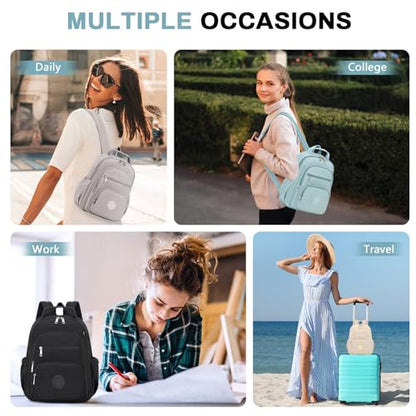 Sisipoet Mini Backpack for Women, 2pcs Small Backpack for Ladies Bookbag Purse for Women with Handy Wallet and Luggage Strap, Black - color: Black