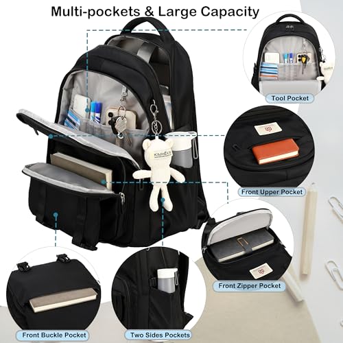 Hidds College Backpack Laptop Backpacks 15.6 Inch for Men Women Elementary Middle High School Book Bag For Teens Girls Boys Student Anti Theft Travel Daypack Large Bookbags-Black - color: Black