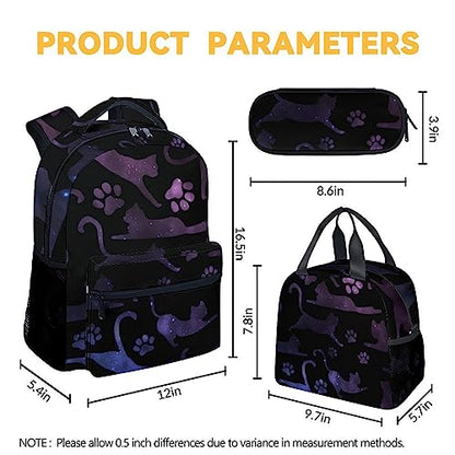 Cat Backpack with Lunch Box and Pencil Case, 16 Inch Cat Theme Bookbag with Adjustable Straps, Durable, Lightweight, Large Capacity, School Backpack for Girls Women - color: Color-2-2