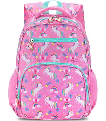 RHCPFOVR Kids Backpack for Girls - Girls Backpack 3-8 Ages Unicorn for Kids 15 Inch School Bookbag for Kindergarten Elementary School Bookbag for Girl 1st 2nd Grade - style: Pink Unicorn
