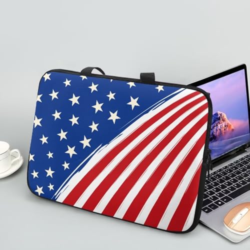 10 Inch American Flag Laptop Sleeve, Red White and Blue Laptop Cover Computer Bag Tablet Carrying Case, Zipper Tote Bags Notebook Sleeves Independence Day Gifts for Men Women - color: American Flag, size: 10 Inch