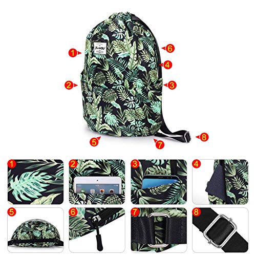 XEYOU Drawstring Sports Backpack Lightweight Gym Yoga Sackpack Shoulder Rucksack Casual Outdoor Daypack for Women and Men | Lightweight - color: Banana Leaf