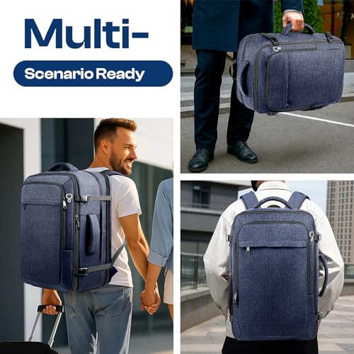 Carry on Backpack, 35L-45L Expanable Travel backpack,TSA Airplane Approved, Daypack Weekender Bag Fits 17 Inch Laptop, Travel Gifts for Men, Blue - color: Blue, size: XX-Large