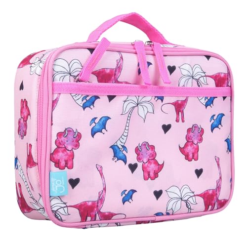 Wildkin JumpOff Jo Insulated Lunch Box – Keeps Food Hot or Cold, BPA-Free with Mesh Pockets & Easy-Clean Lining – Ideal for School, Travel & Daycare - Pink Dino - color: Pink Dino, size: 9.75 x 7 x 3.25 inches
