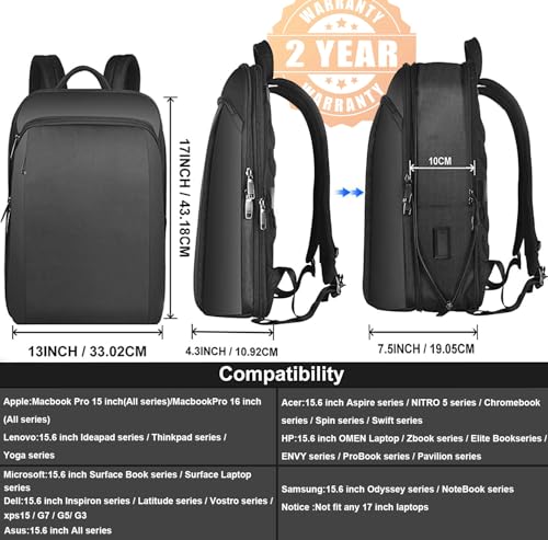 ZINZ Slim and Expandable 15 15.6 16 Inch Laptop Backpack Anti Theft Business Travel Notebook Bag with USB, Multipurpose Large Capacity Daypack for Men & Women,DB01K02 - color: Db01k02