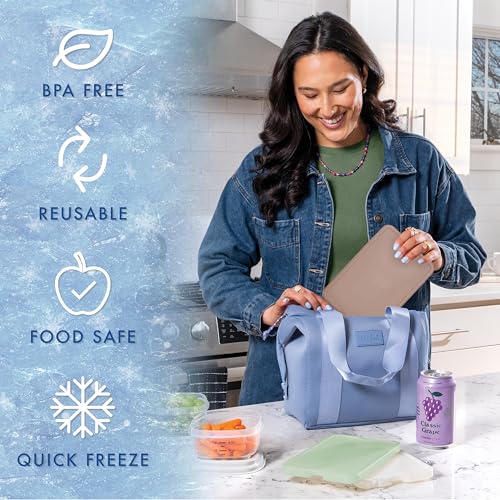 Cool Coolers by Fit & Fresh 4 Pack XL Slim Ice Packs, Quick Freeze Space Saving Reusable Ice Packs for Lunch Boxes or Coolers - color: Multi Pastel (4 Pack)