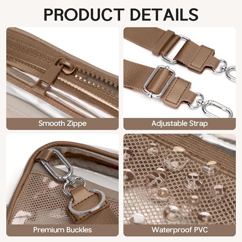 FODOKO Wristlet wallets for women Nylon Quilted Wallet with 4 Zippers,Travel Credit Card,Holder Cell Phone Organizer - color: Clear-caramel