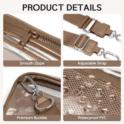 FODOKO Wristlet wallets for women Nylon Quilted Wallet with 4 Zippers,Travel Credit Card,Holder Cell Phone Organizer - color: Clear-caramel
