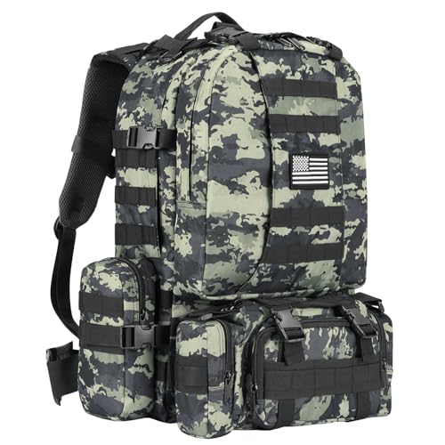 CVLIFE Tactical Backpack Military Army Rucksack for Men Women 60L Large Survival 3 Day Bug Out Pack Detachable Molle Bag (Shadowstand) - color: Shadowstand