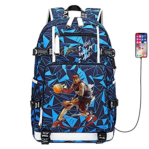 Basketball Player 3 Multifunction Backpack Travel Laptop Fans bag For Men Women - color: Navy Blue - 1