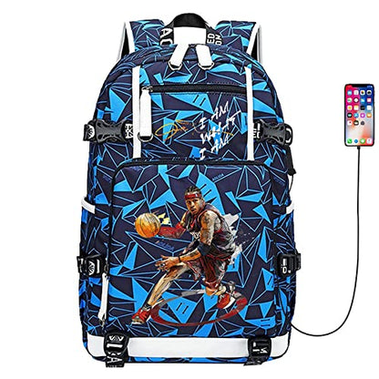 Basketball Player 3 Multifunction Backpack Travel Laptop Fans bag For Men Women - color: Navy Blue - 1